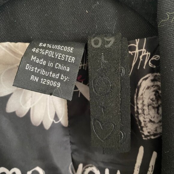 DESIGUAL WOMEN'S BLAZER SINGLE BREASTED EMBROIDERY ON ONE LAPEL ONE BUTTON SZ 44 - Picture 5 of 9